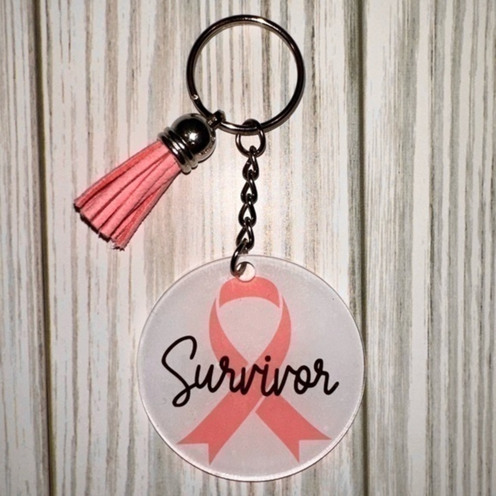 Breast cancer survivor pink ribbon keychain purse charm new